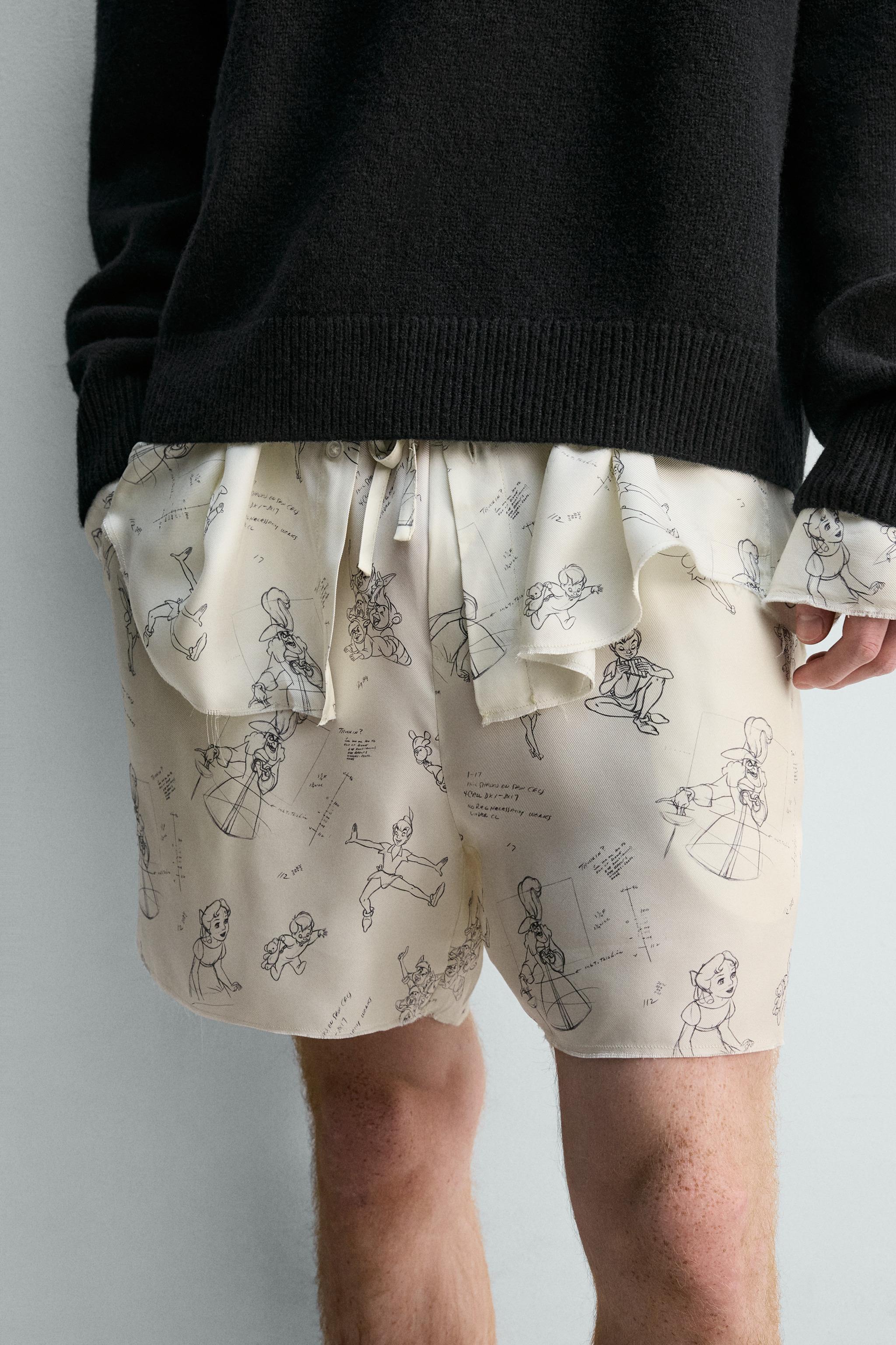 PETER PAN CHARACTERS SILK-VISCOSE SHORTS HARRY LAMBERT FOR ZARA